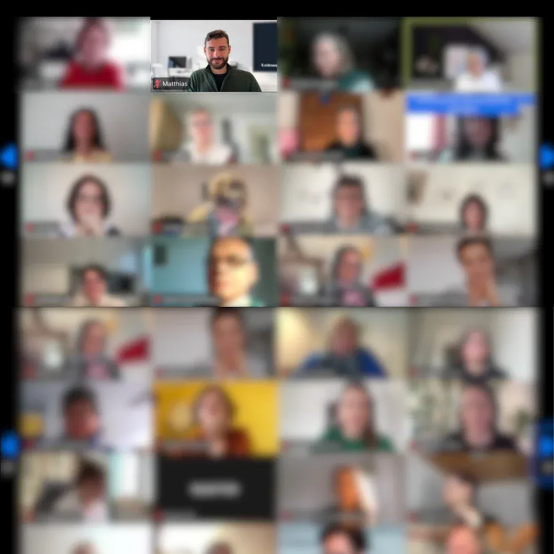 First session of the pioneer group, faces blurred