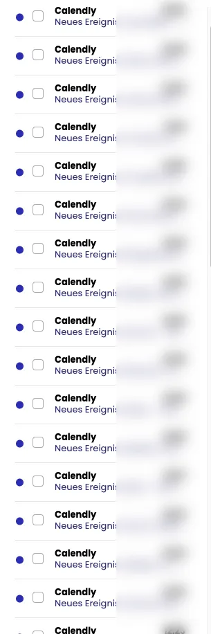List of new bookings, names blurred