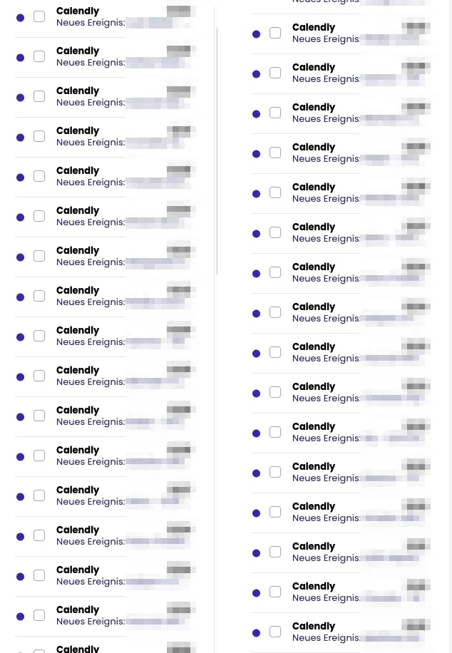 Incoming bookings within half an hour, names blurred